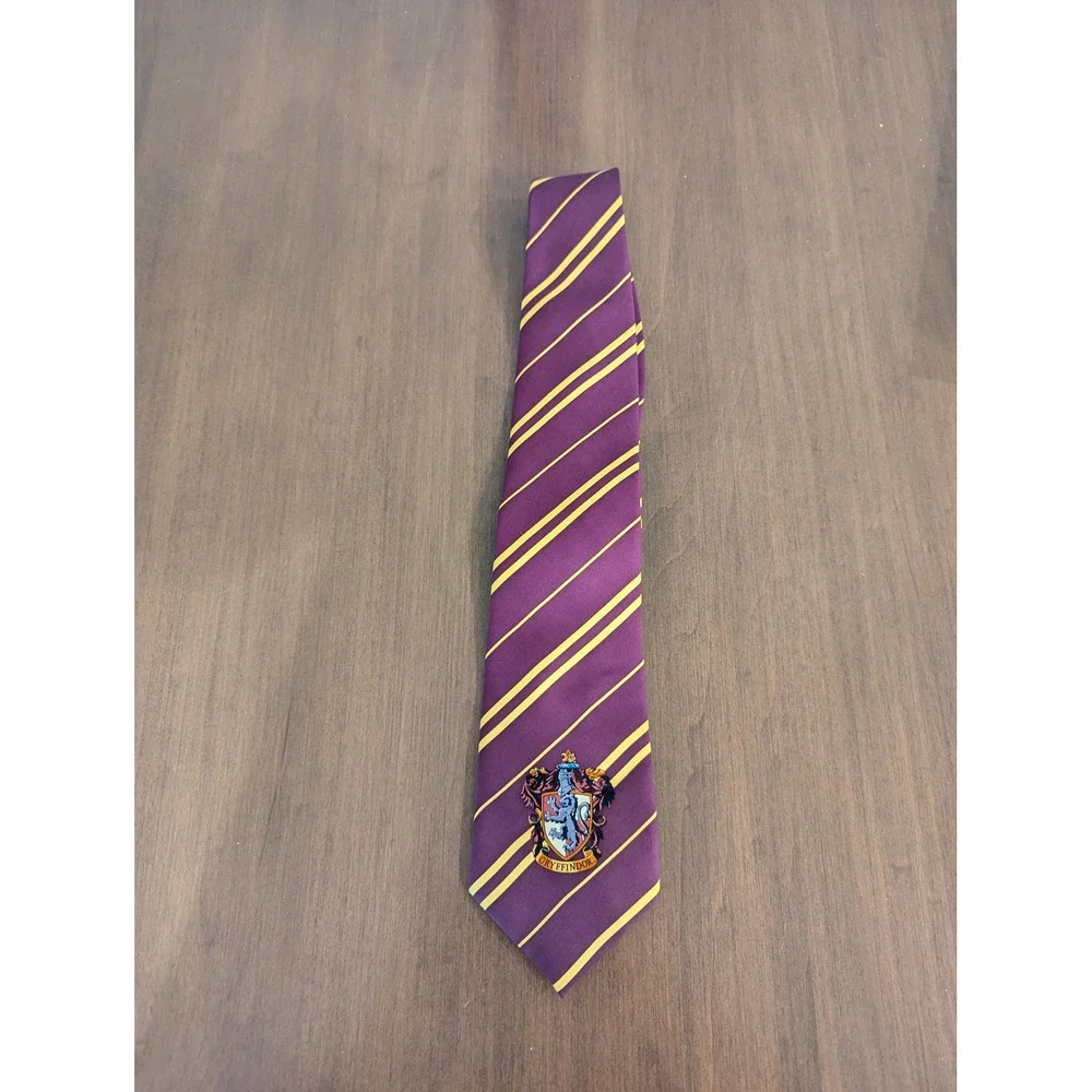 Harry Potter Gryffindor Necktie Burgundy Gold Striped House Crest Men's Tie